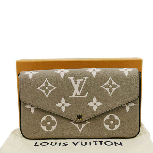 LOUIS VUITTON Pochette Felicie Monogram Leather Chain Wallet Tourterelle Gray