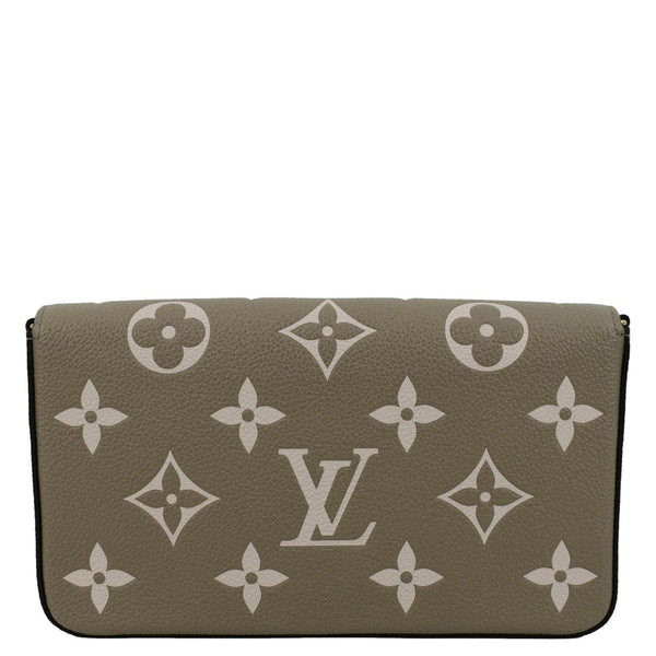 LOUIS VUITTON Pochette Felicie Monogram Leather Chain Wallet Tourterelle Gray