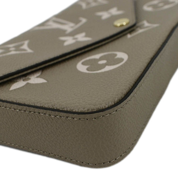 LOUIS VUITTON Pochette Felicie Monogram Leather Chain Wallet Tourterelle Gray