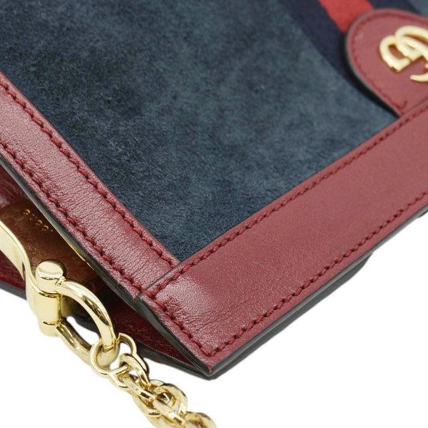 GUCCI Ophidia Small Suede Chain Shoulder Bag Denim Blue 503877