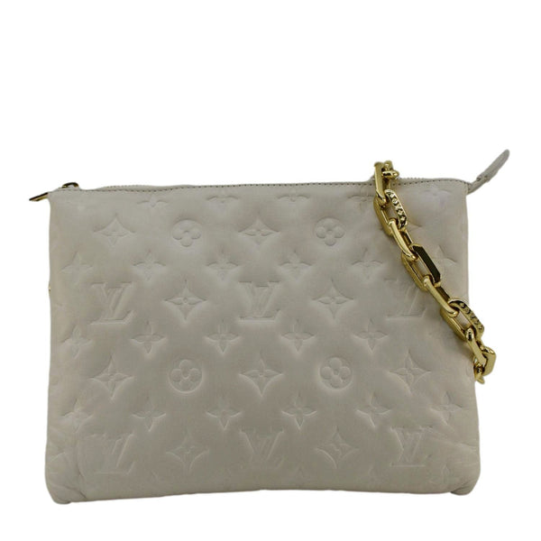 LOUIS VUITTON Coussin PM Monogram Embossed Leather Shoulder Bag Off White