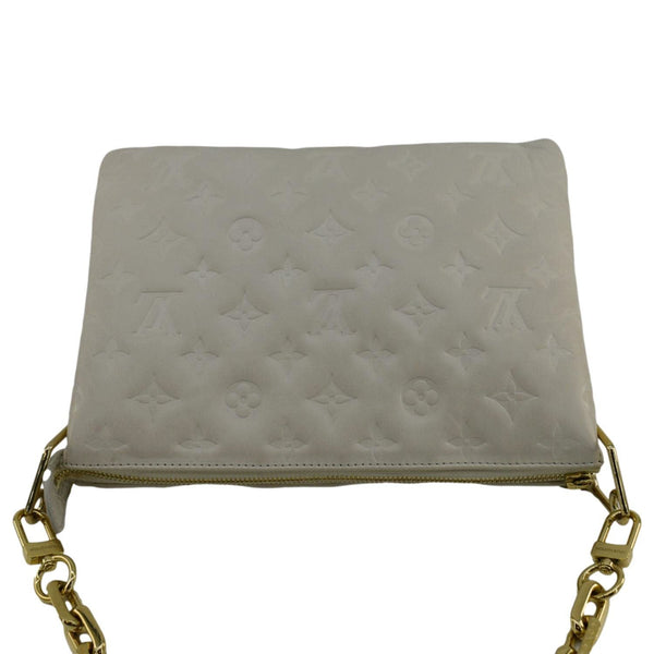 LOUIS VUITTON Coussin PM Monogram Embossed Leather Shoulder Bag Off White
