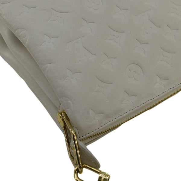 LOUIS VUITTON Coussin PM Monogram Embossed Leather Shoulder Bag Off White