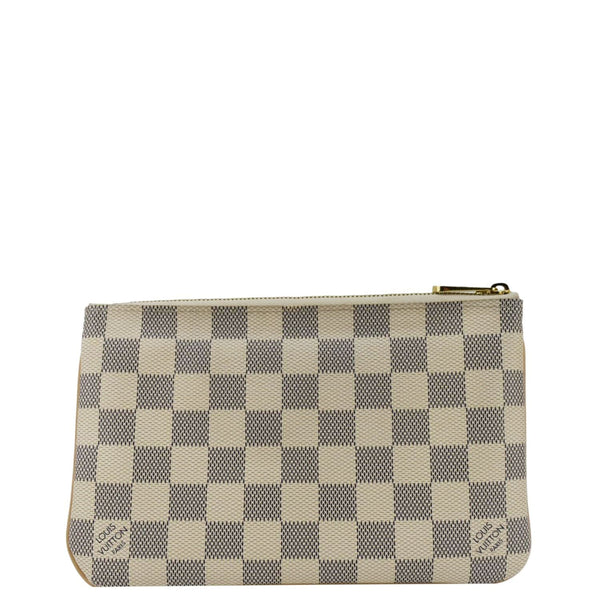 LOUIS VUITTON Double Zip Pochette Damier Azur Crossbody Bag Rose Ballerine