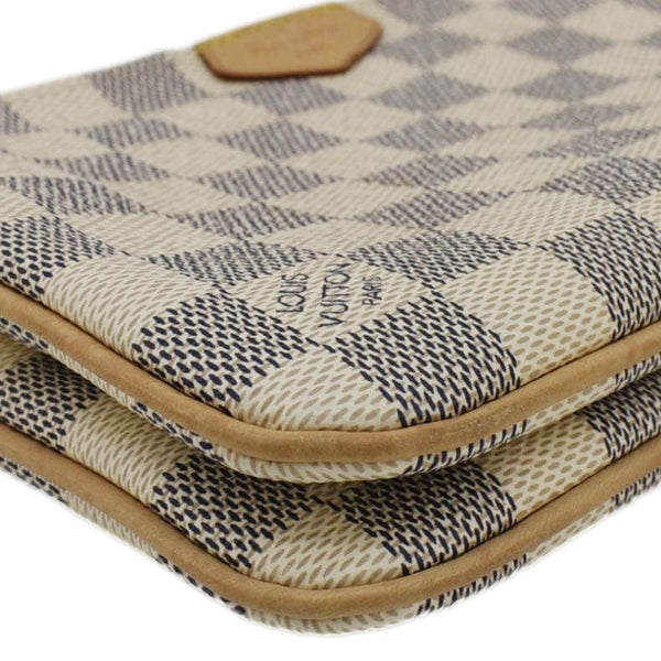 LOUIS VUITTON Double Zip Pochette Damier Azur Crossbody Bag Rose Ballerine