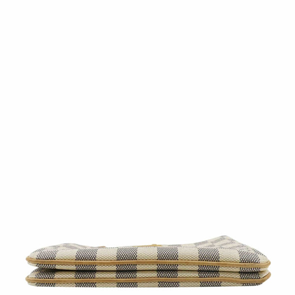 LOUIS VUITTON Double Zip Pochette Damier Azur Crossbody Bag Rose Ballerine