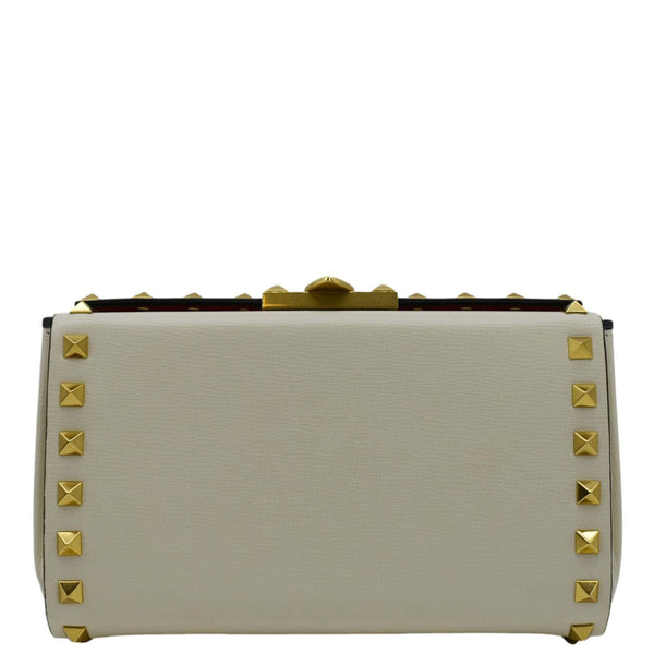 VALENTINO Rockstud Alcove Leather Clutch Shoulder Bag Ivory