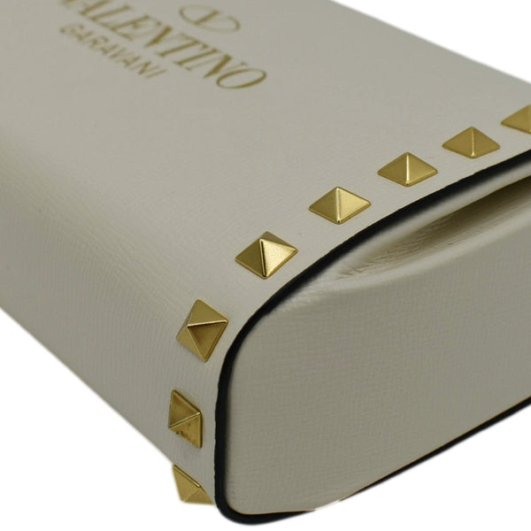 VALENTINO Rockstud Alcove Leather Clutch Shoulder Bag Ivory