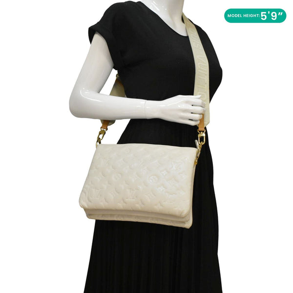 LOUIS VUITTON Coussin PM Monogram Embossed Leather Shoulder Bag Off White