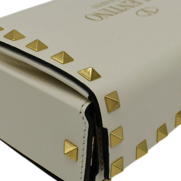 VALENTINO Rockstud Alcove Leather Clutch Shoulder Bag Ivory