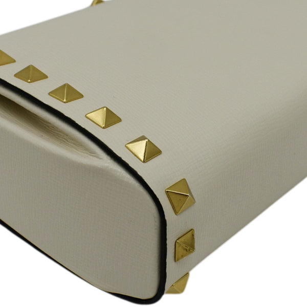 VALENTINO Rockstud Alcove Leather Clutch Shoulder Bag Ivory