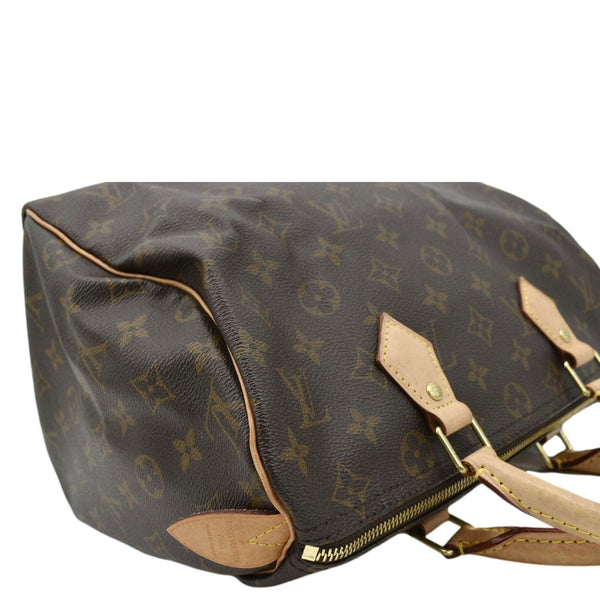 LOUIS VUITTON Speedy 30 Monogram Canvas Satchel Bag Brown