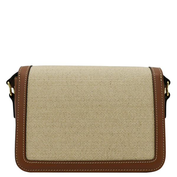 CELINE Triomphe Medium Leather Textile Shoulder Bag Light Brown