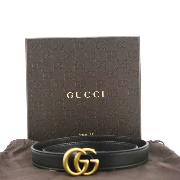 GUCCI Double G buckle Marmont Reversible Leather Belt Black 404912 Size 70.28