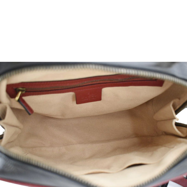 GUCCI GG Marmont Diagonal Leather Bamboo Top Handle Crossbody Bag Black 602270