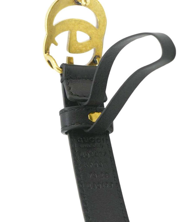 GUCCI Double G buckle Marmont Reversible Leather Belt Black 404912 Size 70.28