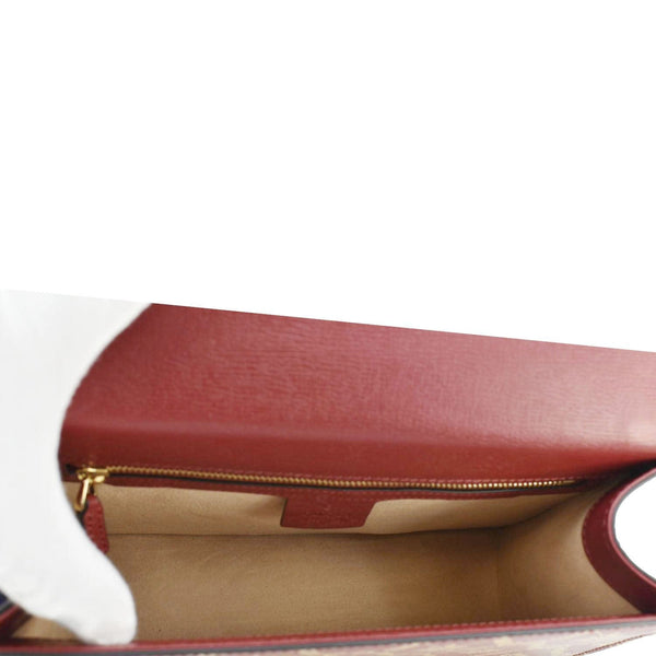 GUCCI Sylvie Small Printed Leather Satchel Bag Red 524405