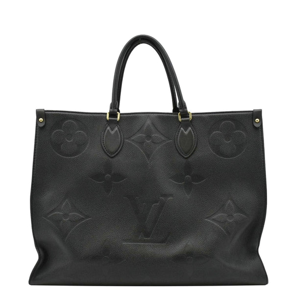 LOUIS VUITTON Onthego GM Monogram Empreinte Leather Tote Shoulder Bag Black