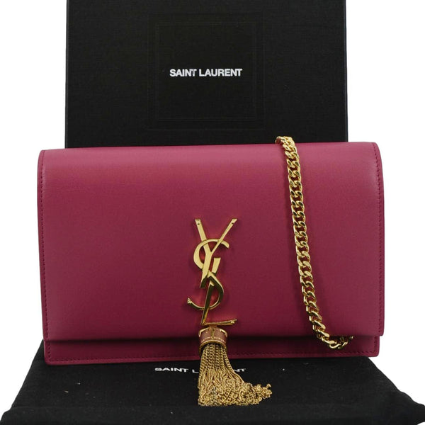 YVES SAINT LAURENT Kate Small Smooth Leather Crossbody Bag Hot Pink