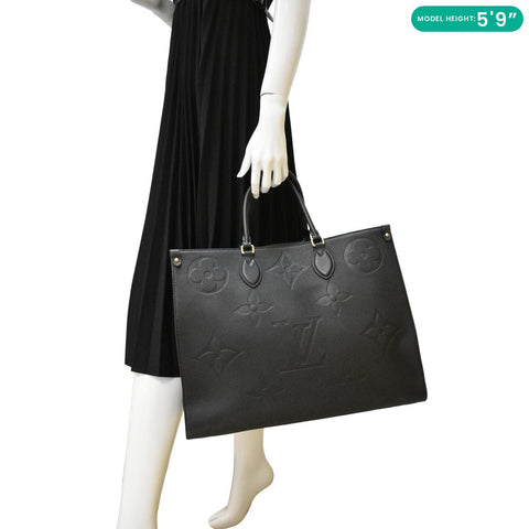 LOUIS VUITTON Onthego GM Monogram Empreinte Leather Tote Shoulder Bag Black