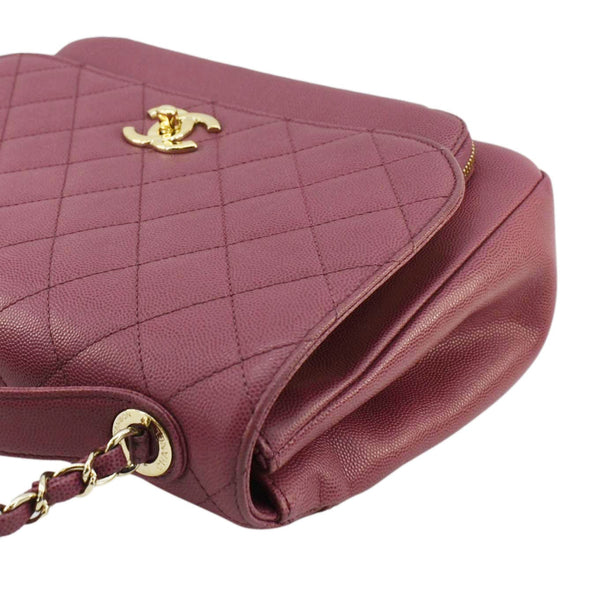CHANEL Business Affinity Medium Flap Quilted Caviar Shoulder Bag Pink