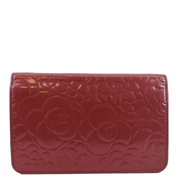 CHANEL Camellia Wallet On Chain Leather Crossbody Bag Pink