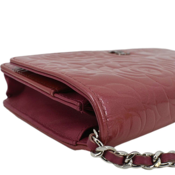 CHANEL Camellia Wallet On Chain Leather Crossbody Bag Pink