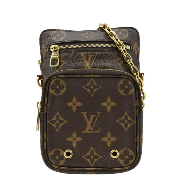 LOUIS VUITTON Utility Phone Sleeve Monogram Canvas Crossbody Bag Brown