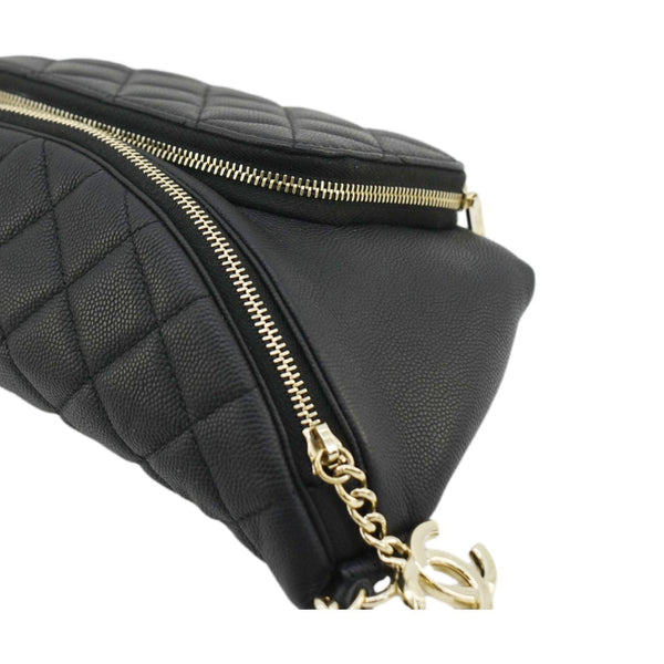 CHANEL Affinity Quilted Caviar Leather Waist Belt Bag Black