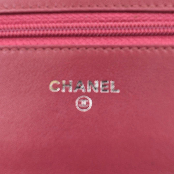 CHANEL Camellia Wallet On Chain Leather Crossbody Bag Pink