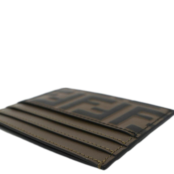 Fendi Quilted FF Leather Card Holder Brown