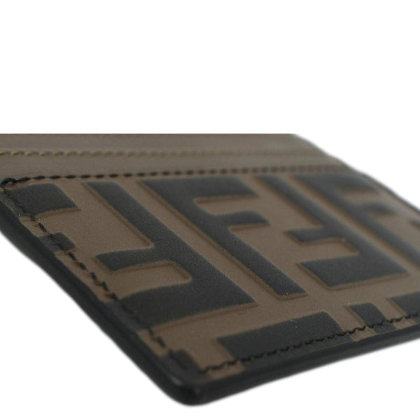 Fendi Quilted FF Leather Card Holder Brown