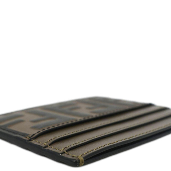 Fendi Quilted FF Leather Card Holder Brown