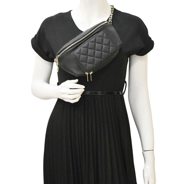 CHANEL Affinity Quilted Caviar Leather Waist Belt Bag Black