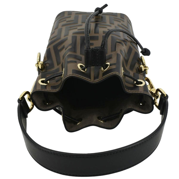 FENDI Mini Mon Tresor Leather Bucket Crossbody Bag Brown