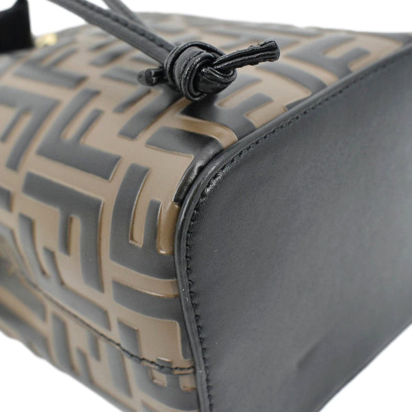 FENDI Mini Mon Tresor Leather Bucket Crossbody Bag Brown