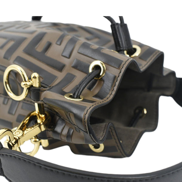 FENDI Mini Mon Tresor Leather Bucket Crossbody Bag Brown