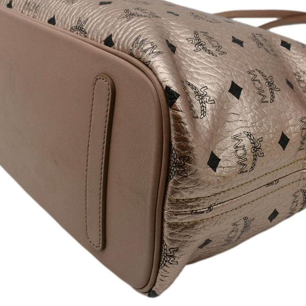 MCM Reversible Liz Medium Metallic Visetos Canvas Shopper Tote Bag Rose Gold