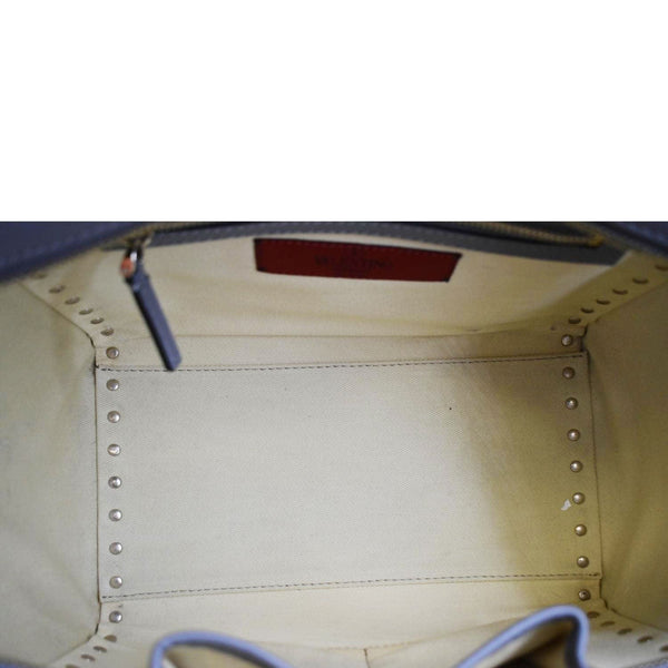 VALENTINO GARAVANI Rockstud Medium Leather Top Handle Shoulder Bag Dark Grey