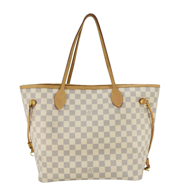 LOUIS VUITTON Neverfull MM Damier Azur Tote Shoulder Bag White