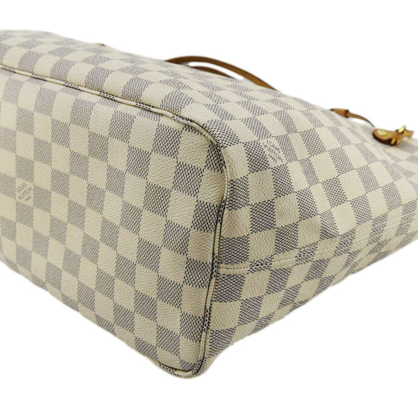 LOUIS VUITTON Neverfull MM Damier Azur Tote Shoulder Bag White