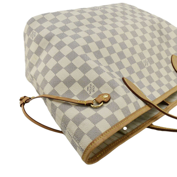 LOUIS VUITTON Neverfull MM Damier Azur Tote Shoulder Bag White