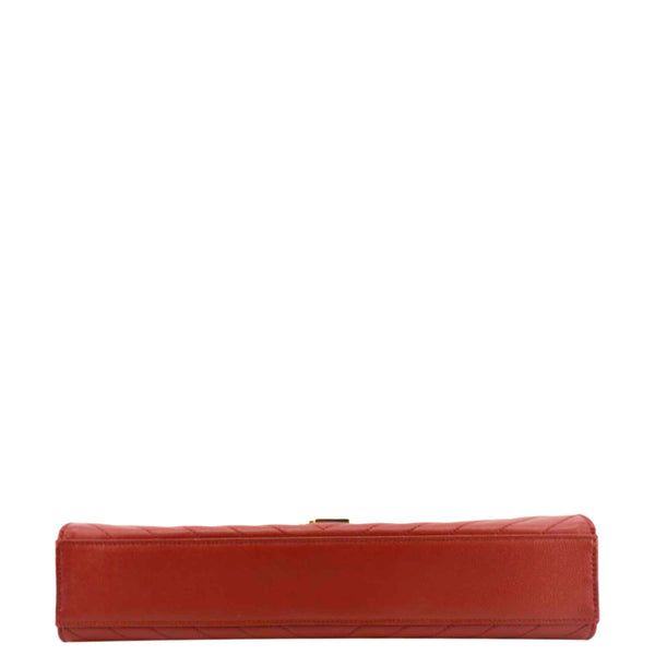 YVES SAINT LAURENT Large Envelope Chevron Quilted Leather Chain Shoulder Bag Red
