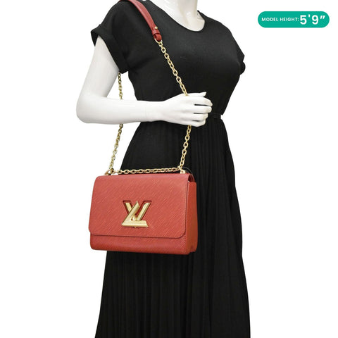 LOUIS VUITTON Twist MM Epi Leather Chain Shoulder Bag Red