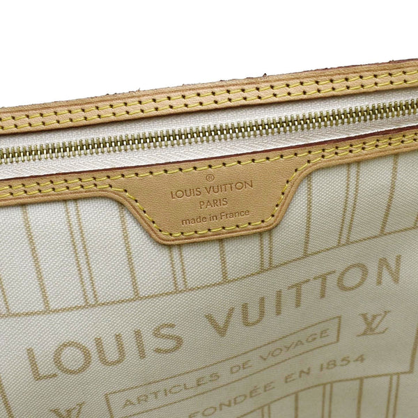 LOUIS VUITTON Neverfull MM Damier Azur Tote Shoulder Bag White
