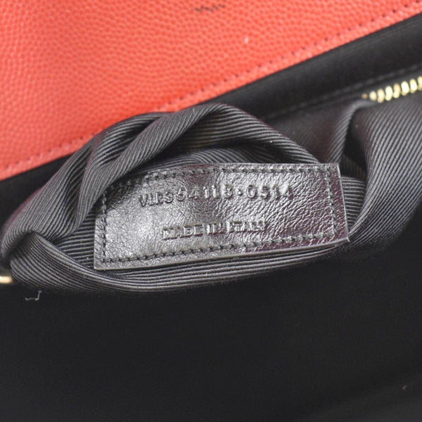 YVES SAINT LAURENT Large Envelope Chevron Quilted Leather Chain Shoulder Bag Red