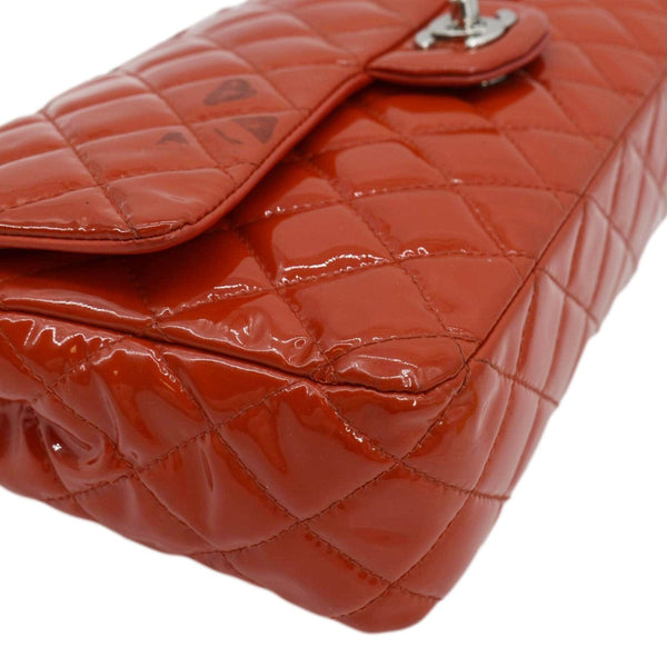 CHANEL Classic Medium Double Flap Patent Leather Shoulder Bag Red