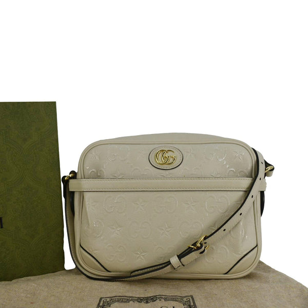 GUCCI GG Star Leather Crossbody Bag Off White 675776