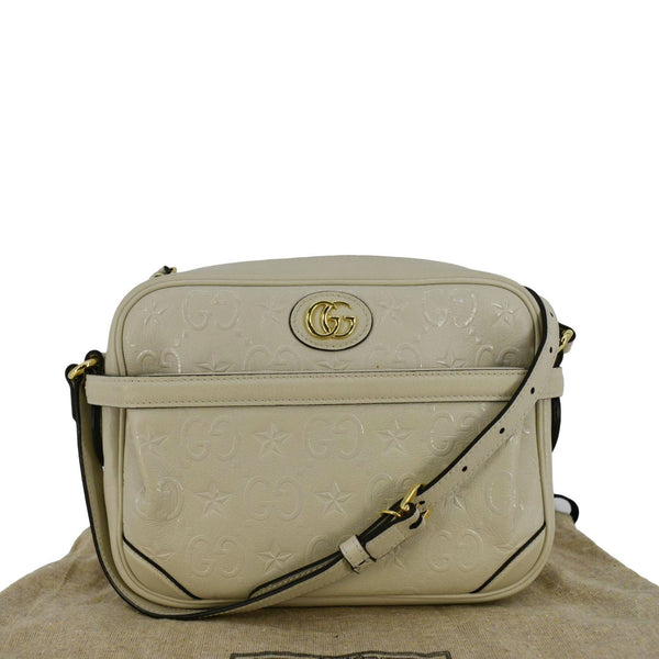 GUCCI GG Star Leather Crossbody Bag Off White 675776