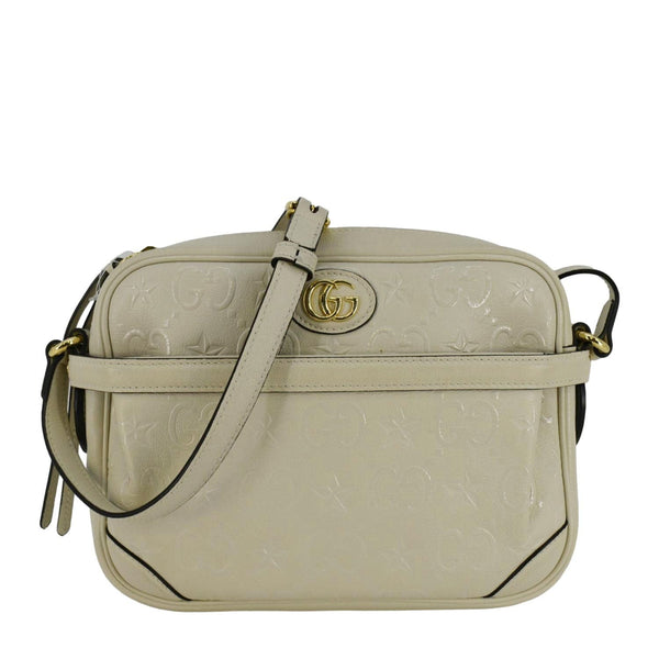 GUCCI GG Star Leather Crossbody Bag Off White 675776